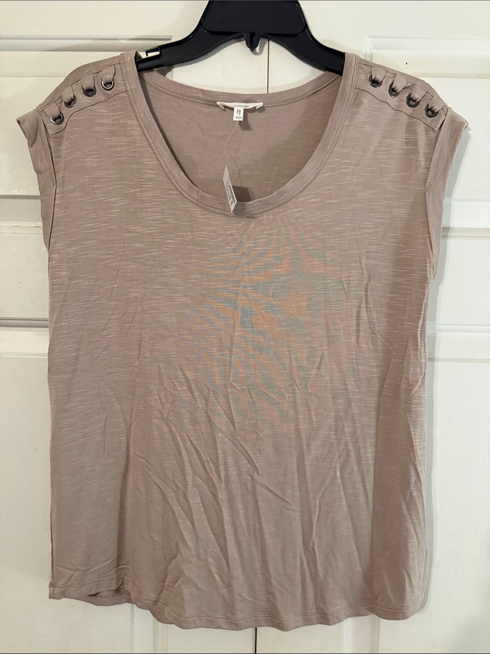 Maurices Taupe Cap-Sleeve Tank with Grommet Shoulder Detail